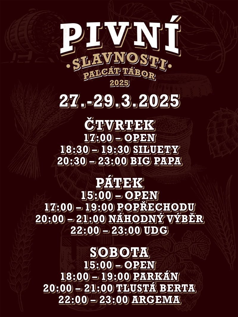Program pivních slavností Tábor 2025